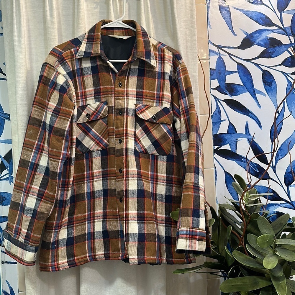 Men’s Vintage Plaid Clydesdale Reidbord Bross Heavy Shirt Fleece Size Large